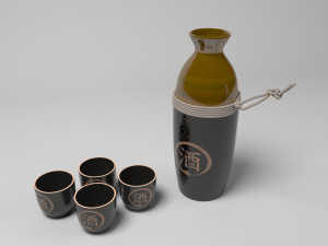 sake set black 3D Model