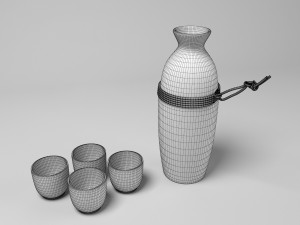 sake set black 3D Model