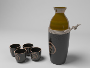 sake set black 3D Model