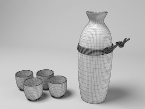 sake set black 3D Model