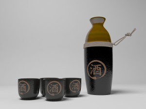 sake set black 3D Model