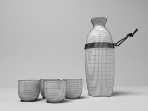 sake set black 3D Model