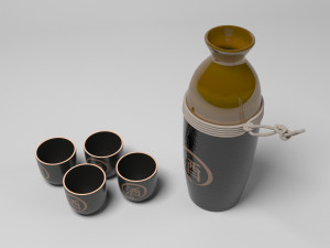 sake set black 3D Model