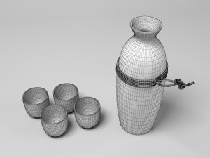 sake set black 3D Model