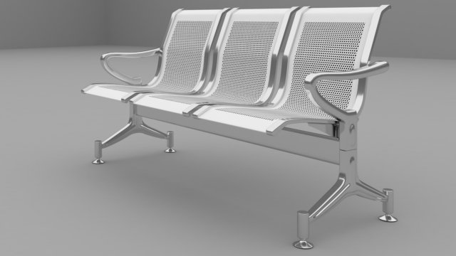 three seater metal visitors and waiting chair 3D 模型 .c4d .max .obj .3ds .fbx .stl .blend