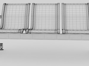 three seater metal visitors and waiting chair 3D 模型