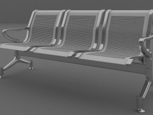 three seater metal visitors and waiting chair 3D 模型