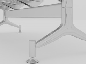 three seater metal visitors and waiting chair 3D 模型