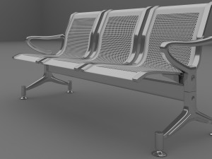 three seater metal visitors and waiting chair 3D 模型