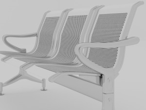 three seater metal visitors and waiting chair 3D 模型