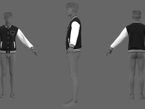 バーシティジャケット - zpac obj fbx highpoly 3Dモデル