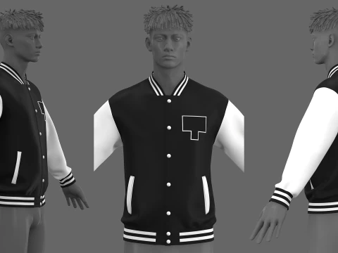 バーシティジャケット - zpac obj fbx highpoly 3Dモデル