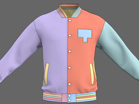 バーシティジャケット - zpac obj fbx highpoly 3Dモデル