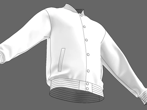バーシティジャケット - zpac obj fbx highpoly 3Dモデル