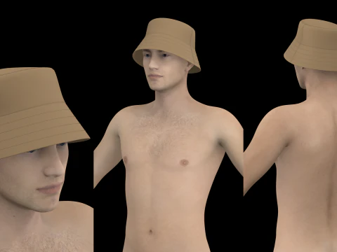 기본 버킷 모자 - g8m zpac obj fbx highpoly 3D 모델