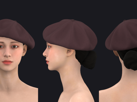 8-PANEL BERET - zpac obj fbx highpoly Modelo 3D