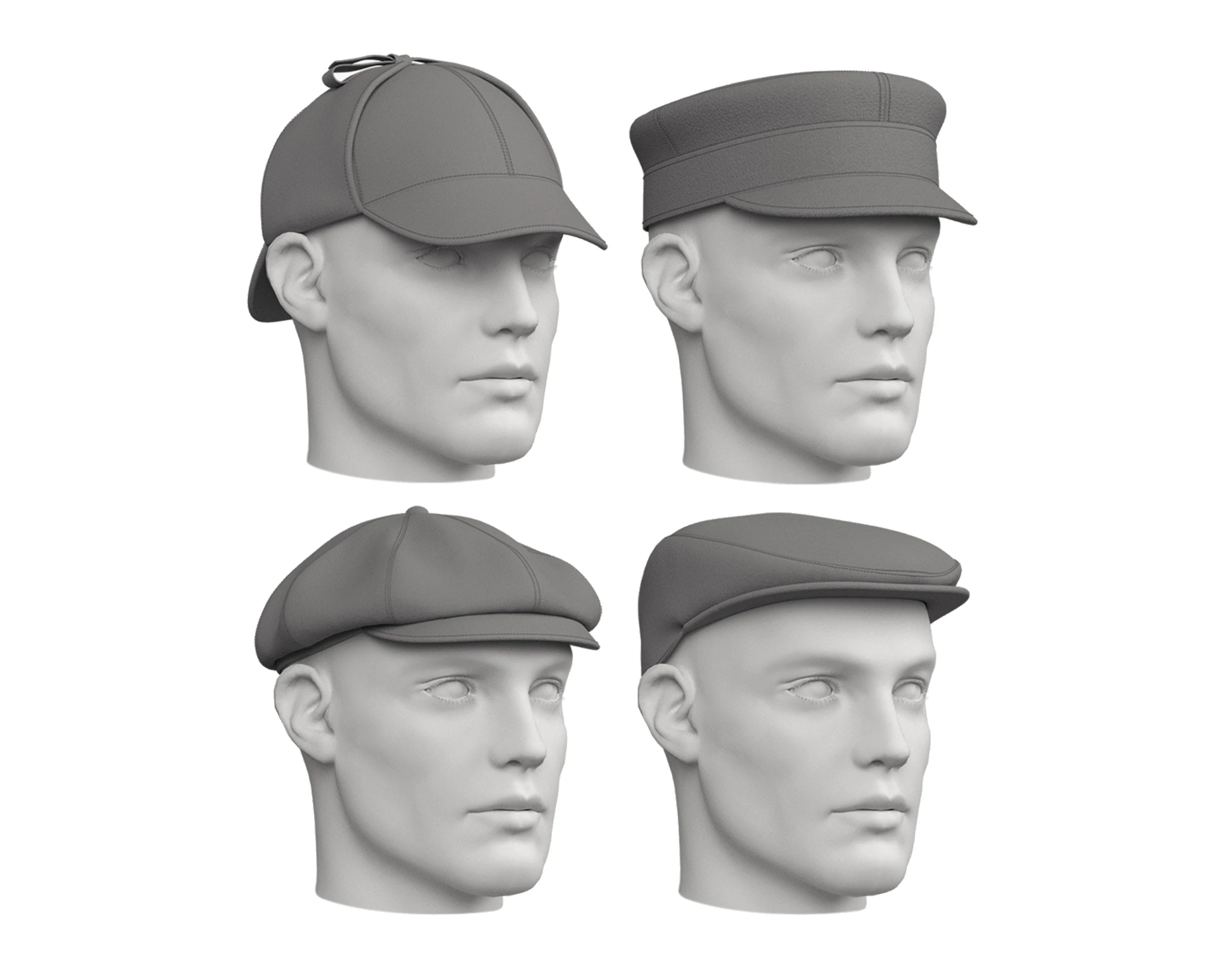 クラシック キャップ パック - mv2 zpac obj fbx highpoly 3Dモデル .c4d .max .obj .3ds .fbx .stl .blend