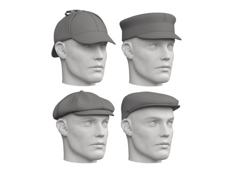 CLASSIC CAPS PACK - mv2 zpac obj fbx highpoly 3Dモデル