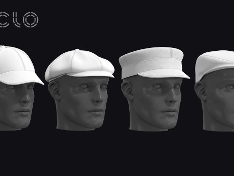CLASSIC CAPS PACK - mv2 zpac obj fbx highpoly 3Dモデル