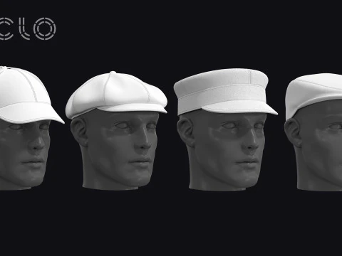 クラシック キャップ パック - mv2 zpac obj fbx highpoly 3Dモデル