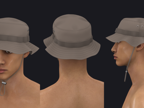 BASIC BUCKET HAT N2 - mv2 zpac obj fbx highpoly 3Dモデル