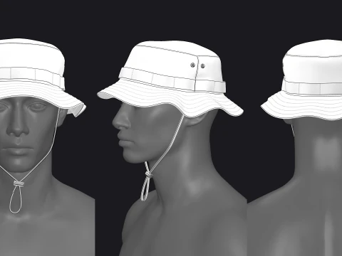 BASIC BUCKET HAT N2 - mv2 zpac obj fbx highpoly 3D Model