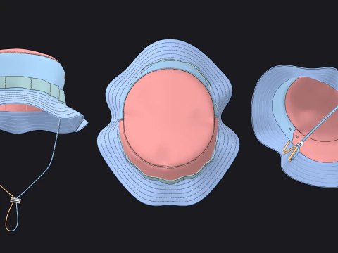 BASIC BUCKET HAT N2 - mv2 zpac obj fbx highpoly 3D Model