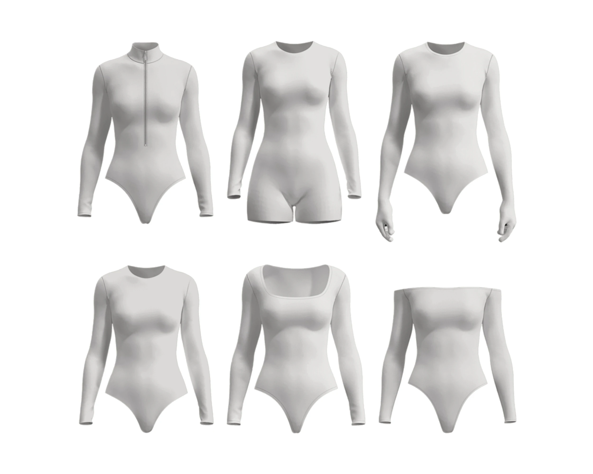 LONG SLEEVE BODYSUITS PACK - fv2 zpac obj fbx highpoly 3D Model .c4d .max .obj .3ds .fbx .stl .blend 