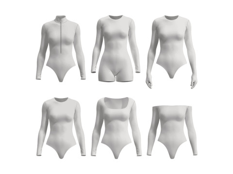 LONG SLEEVE BODYSUITS PACK - fv2 zpac obj fbx highpoly 3Dモデル