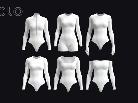 LONG SLEEVE BODYSUITS PACK - fv2 zpac obj fbx highpoly Modelo 3D