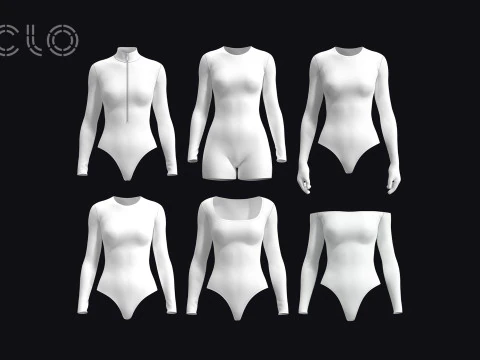 LONG SLEEVE BODYSUITS PACK - fv2 zpac obj fbx highpoly 3D Model