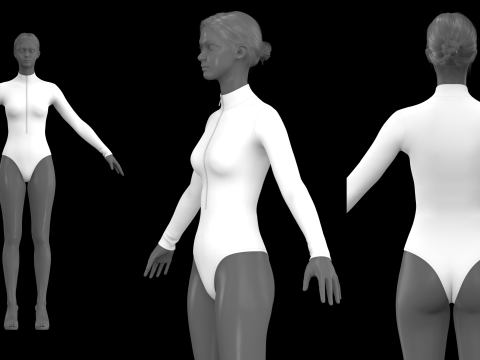 LONG SLEEVE BODYSUITS PACK - fv2 zpac obj fbx highpoly Modelo 3D