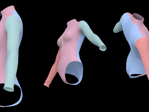 LONG SLEEVE BODYSUITS PACK - fv2 zpac obj fbx highpoly Modelo 3D