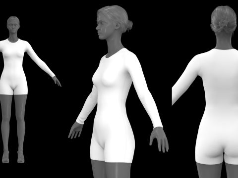 LONG SLEEVE BODYSUITS PACK - fv2 zpac obj fbx highpoly Modelo 3D