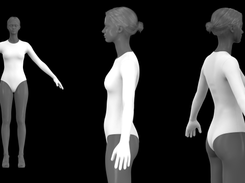 LONG SLEEVE BODYSUITS PACK - fv2 zpac obj fbx highpoly Modelo 3D