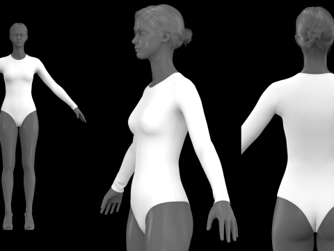 LONG SLEEVE BODYSUITS PACK - fv2 zpac obj fbx highpoly Modelo 3D