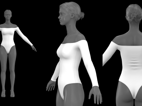 LONG SLEEVE BODYSUITS PACK - fv2 zpac obj fbx highpoly Modelo 3D