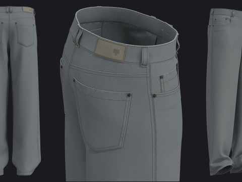 MALE BAGGY JEANS - mv2 zpac obj fbx highpoly Modèle 3D