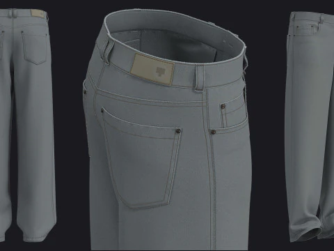 男性のだぶだぶのジーンズ - mv2 zpac obj fbx highpoly 3Dモデル