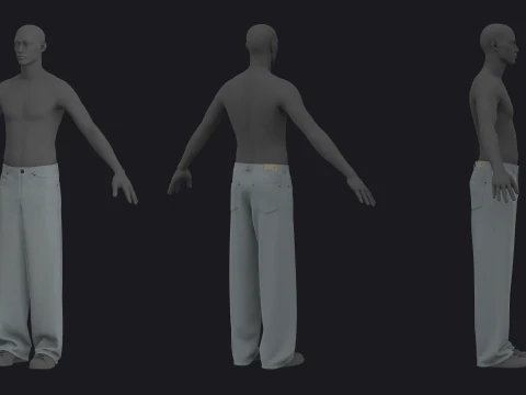 男性のだぶだぶのジーンズ - mv2 zpac obj fbx highpoly 3Dモデル