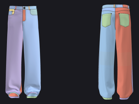 MALE BAGGY JEANS - mv2 zpac obj fbx highpoly Modèle 3D