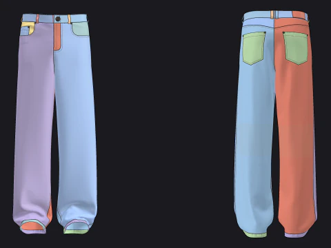 男性のだぶだぶのジーンズ - mv2 zpac obj fbx highpoly 3Dモデル