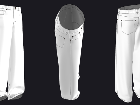 MALE BAGGY JEANS - mv2 zpac obj fbx highpoly Modèle 3D