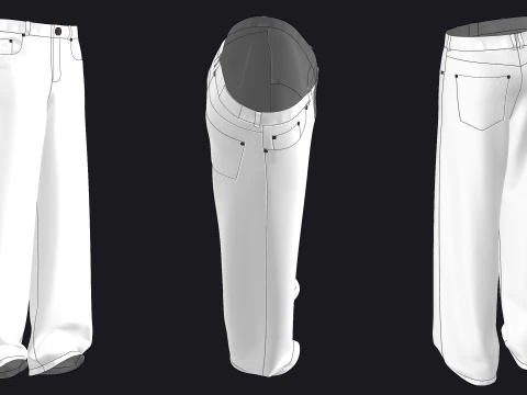 男性のだぶだぶのジーンズ - mv2 zpac obj fbx highpoly 3Dモデル