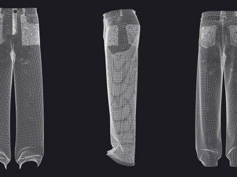 MALE BAGGY JEANS - mv2 zpac obj fbx highpoly Modèle 3D