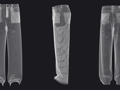男性のだぶだぶのジーンズ - mv2 zpac obj fbx highpoly 3Dモデル