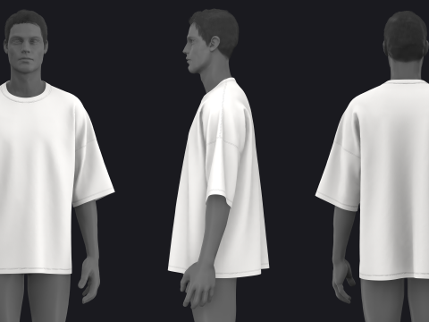 OVERSIZED T-SHIRTS 2021 - mv2 zprj obj fbx highpoly Modello 3D