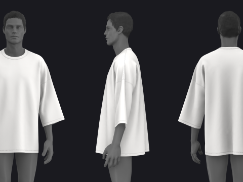 OVERSIZED T-SHIRTS 2021 - mv2 zprj obj fbx highpoly Modello 3D