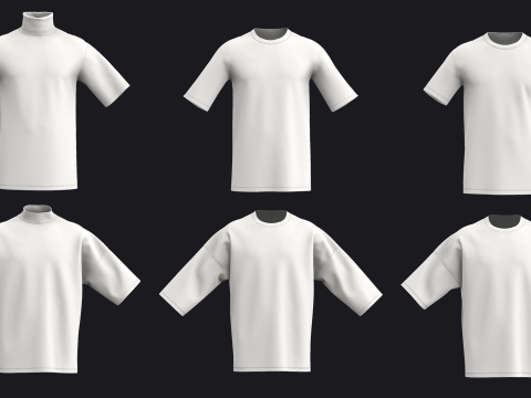 OVERSIZED T-SHIRTS 2021 - mv2 zprj obj fbx highpoly Modello 3D