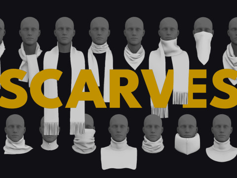 SCARVES PACK 2021 - g8m zprj obj fbx highpoly 3D Модель